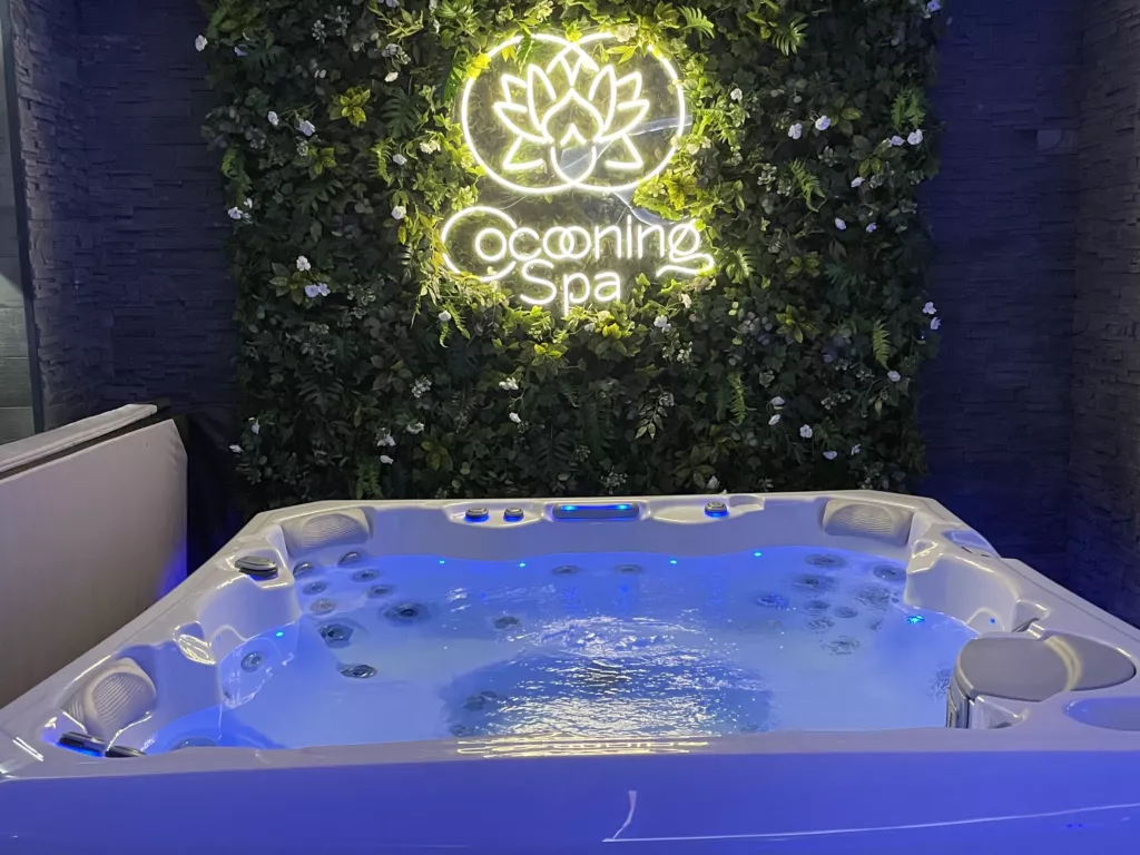 Jacuzzi – mur végétal et lotus lumineux